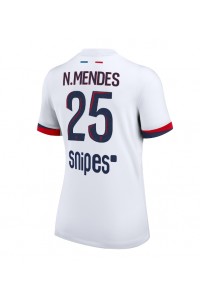 Paris Saint-Germain Nuno Mendes #25 Jalkapallovaatteet Naisten Vieraspaita 2025-26 Lyhythihainen
